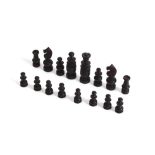 A quantity of stained ivory chess pieces; and a quantity of turned wooden chess pieces