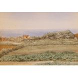 Thomas, study of a cottage in rolling landscape, signed watercolour, 24cm x 34cm; and another by the