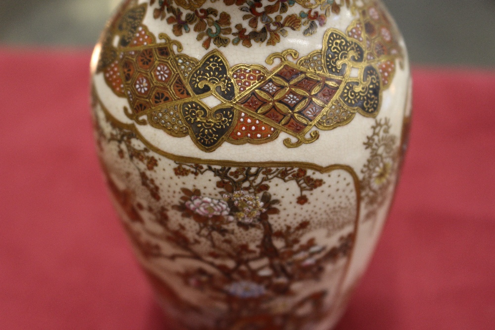 A pair of Satsuma baluster vases, decorated with rural scenes heightened in gilt, 16cm high; another - Image 15 of 16