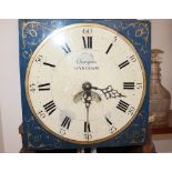 A 19th Century oak long case clock, the hood surmounted by a pierced pediment enclosing a 30 hour