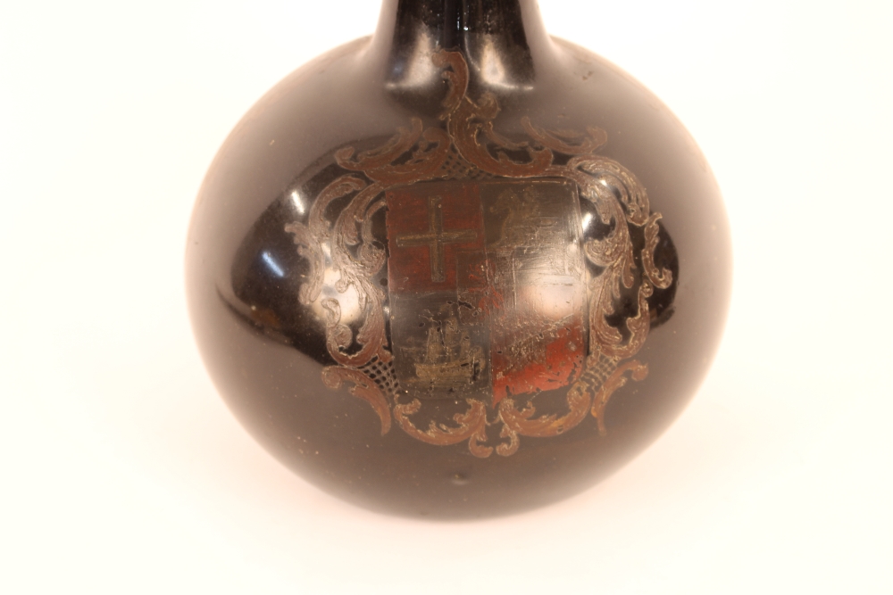 An 18th Century glass bottle, of large size, decorated with a Naval engagement and portrait - Image 6 of 10