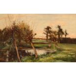 James Herbert Snell, 1861-1935, study of a pool at Chippenham, signed and inscribed verso, oil on