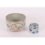 A Chinese famille rose bowl, of fluted form, decorated panels of birds, 16cm dia. x 11cm high; and a
