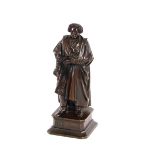 A 19th Century German bronze figure, depicting Beethoven, stamp to back "Siebenkees, Niernburgh",