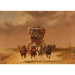 Charles Cooper Henderson, study of a continental coaching scene, signed with a monogram, oil on