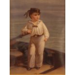 19th Century school, study of a young boy in sailor's outfit, coloured print, 32cm x 24cm