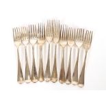 Ten various Georgian and later Old English pattern silver dessert forks