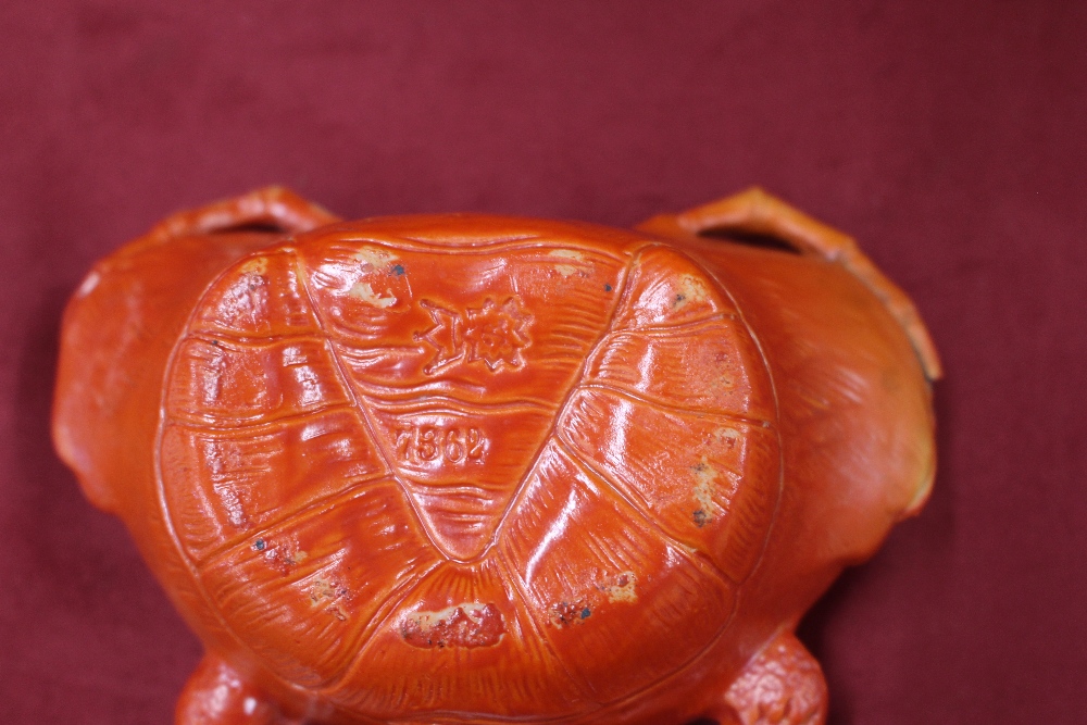A Continental pottery pot and cover, in the form of a crab, of bright orange colour, 11cm; and a - Image 8 of 9