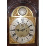 J.N.O. Buffett, Colchester, long cased clock having brass spandrilled dial and steel chapter ring