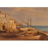 T.H. Cromer, study of a harbour, signed and dated watercolour, 1852, 25cm x 37cm