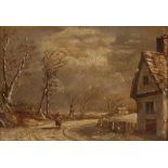 Thomas Smythe, 1825-1907, study of a winter landscape, oil on board, 11cm x 17cm