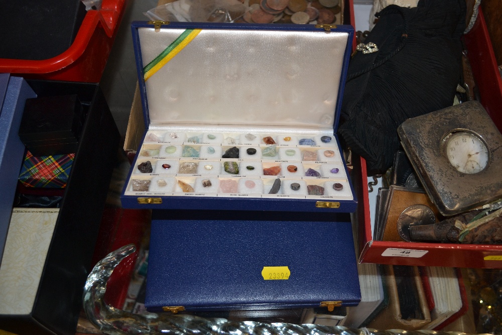 Two boxes collections of various minerals and ston