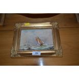 English school, oil on board study of sailing boat