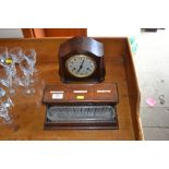 A mahogany desk stand; together with a Smiths Bake