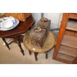 An Indian Benares brass tray on stand