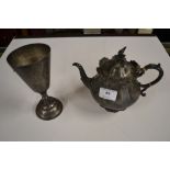 A silver plated bachelor's tea pot together with a