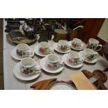 Eight Portmeirion "Pomona" cups and saucers, and a