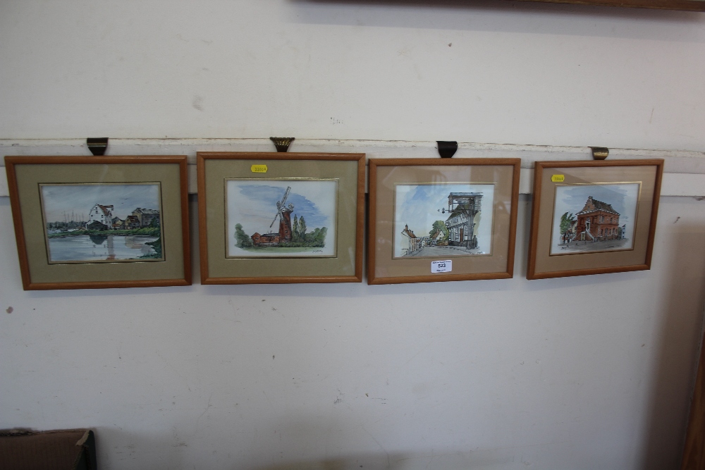 Four watercolours depicting local scenes