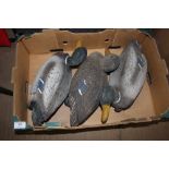 A box of decoy ducks