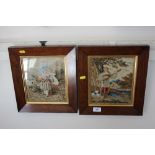 Two oak framed wool work pictures
