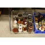 A tray of stoneware, pots etc.