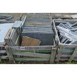 A crate of slate slabs