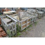 Three crates of sandstone slabs, various sizes