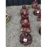 4x bronze effect pre-cast Buddha garden ornaments,