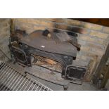 A cast iron wood burner