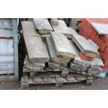 A pallet of concrete wall capping