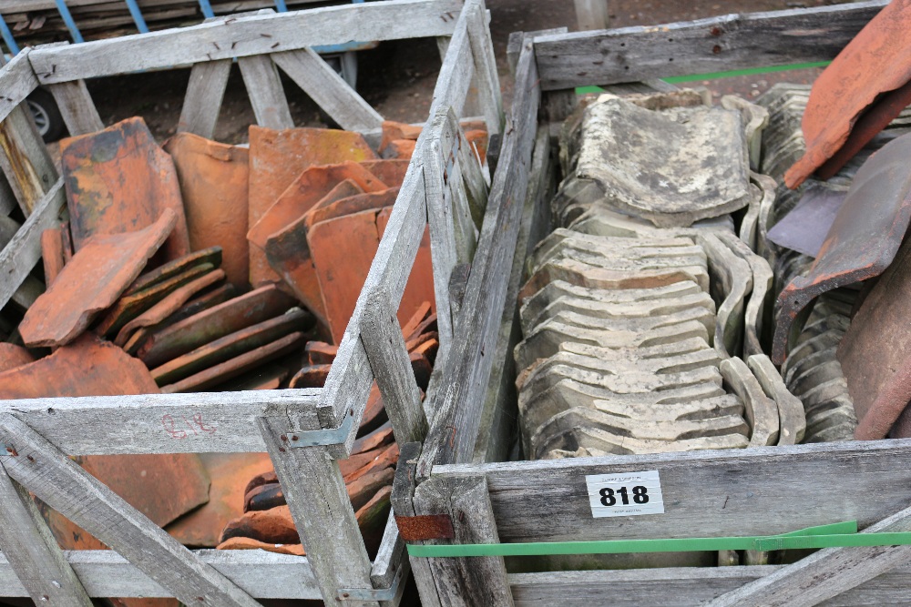 Two crates of mostly terracotta pantiles