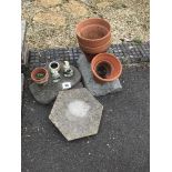 A mixed lot comprising rock planters, gnomes and 3