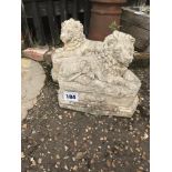 2x Pre-cast lion ornaments, approx. 39cm high