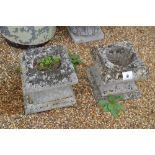 2x pre-cast low level planters, approx. 40cm