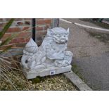 2x marble statues in a Chinese dragon style, approx. 56cm each