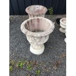 2x large pre-cast garden planters, approx. 62cm and