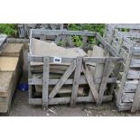 A crate of stoneware slabs, corner sections etc.