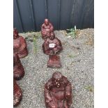 4x pre-cast bronze effect Buddha garden ornaments,
