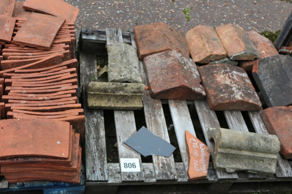 A quantity of terracotta peg tiles, wall capping e - Image 2 of 2