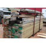 A large quantity of timber, on rack
