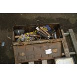 A metal toolbox and contents of various tools etc.