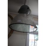 An industrial style hanging ceiling light
