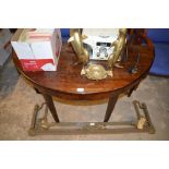 A pine and mahogany demi lune hall table