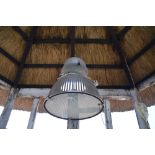 An industrial type hanging ceiling light