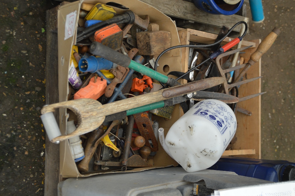 Two boxes of hand tools together with a fork, exte