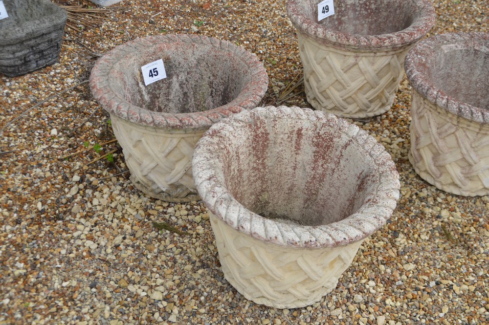 A pair of pre-cast planters - ornate, approx. 36cm