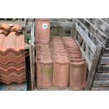 A wooden stillage of Sandtoft tiles