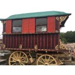 A Gypsy wagon ledge van with Mollycroft roof (in need of repair) and original stove. Came from a tra