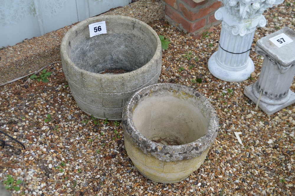 2x pre-cast garden planters, one 30cm the other 27