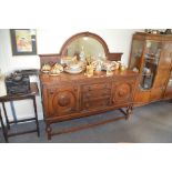 A 1930's oak mirror back sideboard